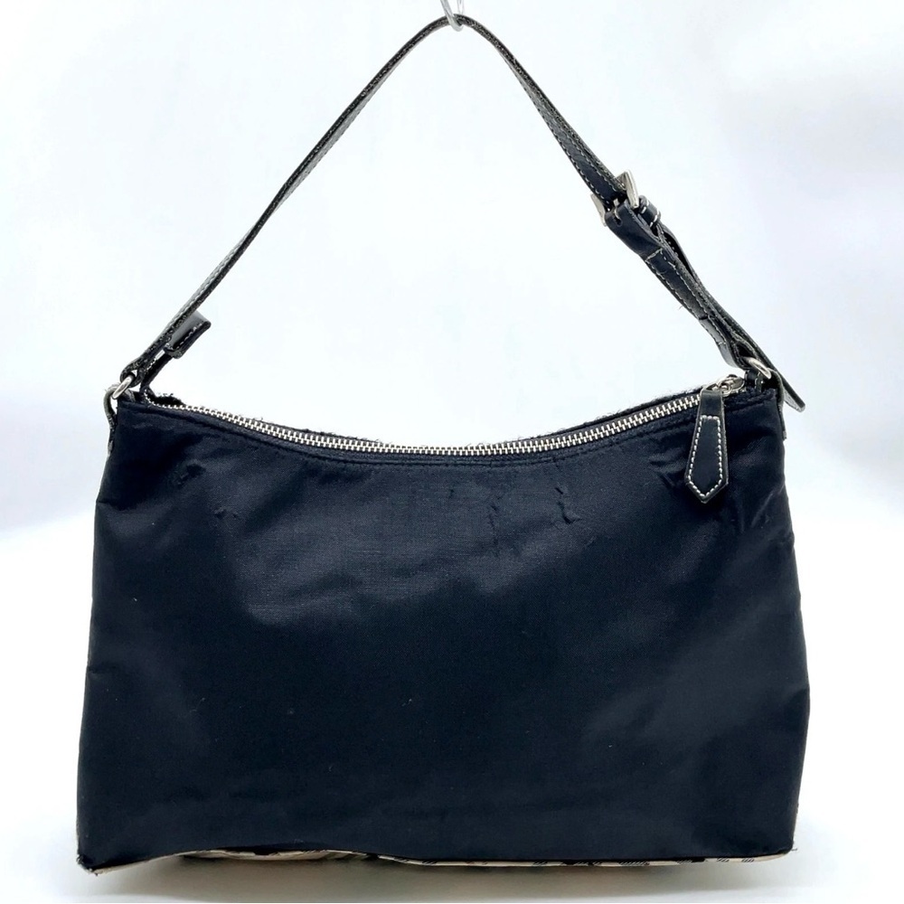 Auth Burberry Blue Label Nova Check Nylon Black Hand Bag
